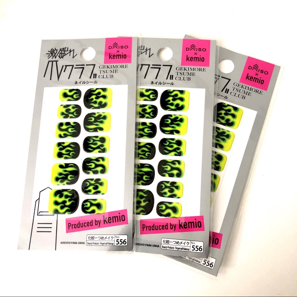 🔥 Green black hot rod flames nail stickers decals